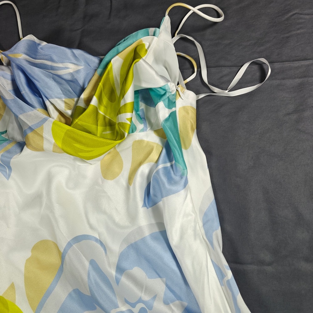 Saints & Secrets Floral Cowl Neck Slip Maxi Dress Blue Yellow White Size S NWT - Picture 5 of 15